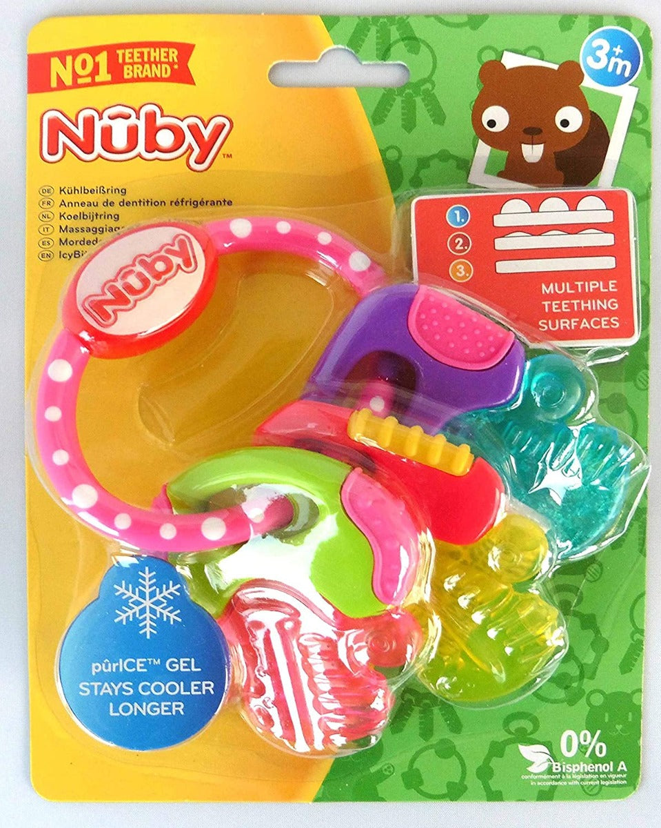 Nuby Icybite Hard/Soft Teething Keys - Pink