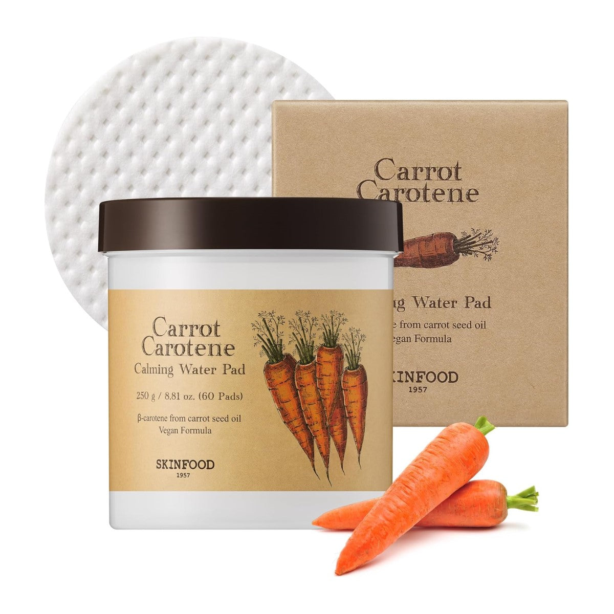 Skinfood Carrot Carotene Calming Water Pad, 60pcs (Exp 05/27)