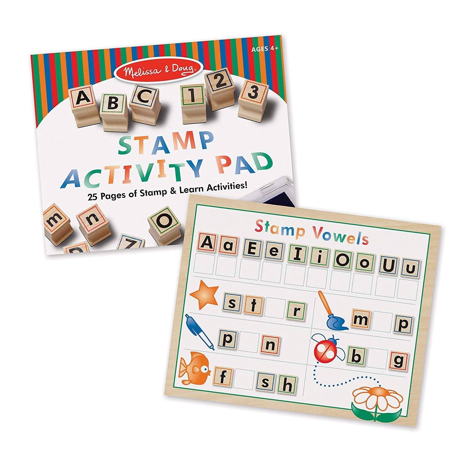 Melissa & Doug Deluxe Wooden Stamp Set - ABCs & 123s