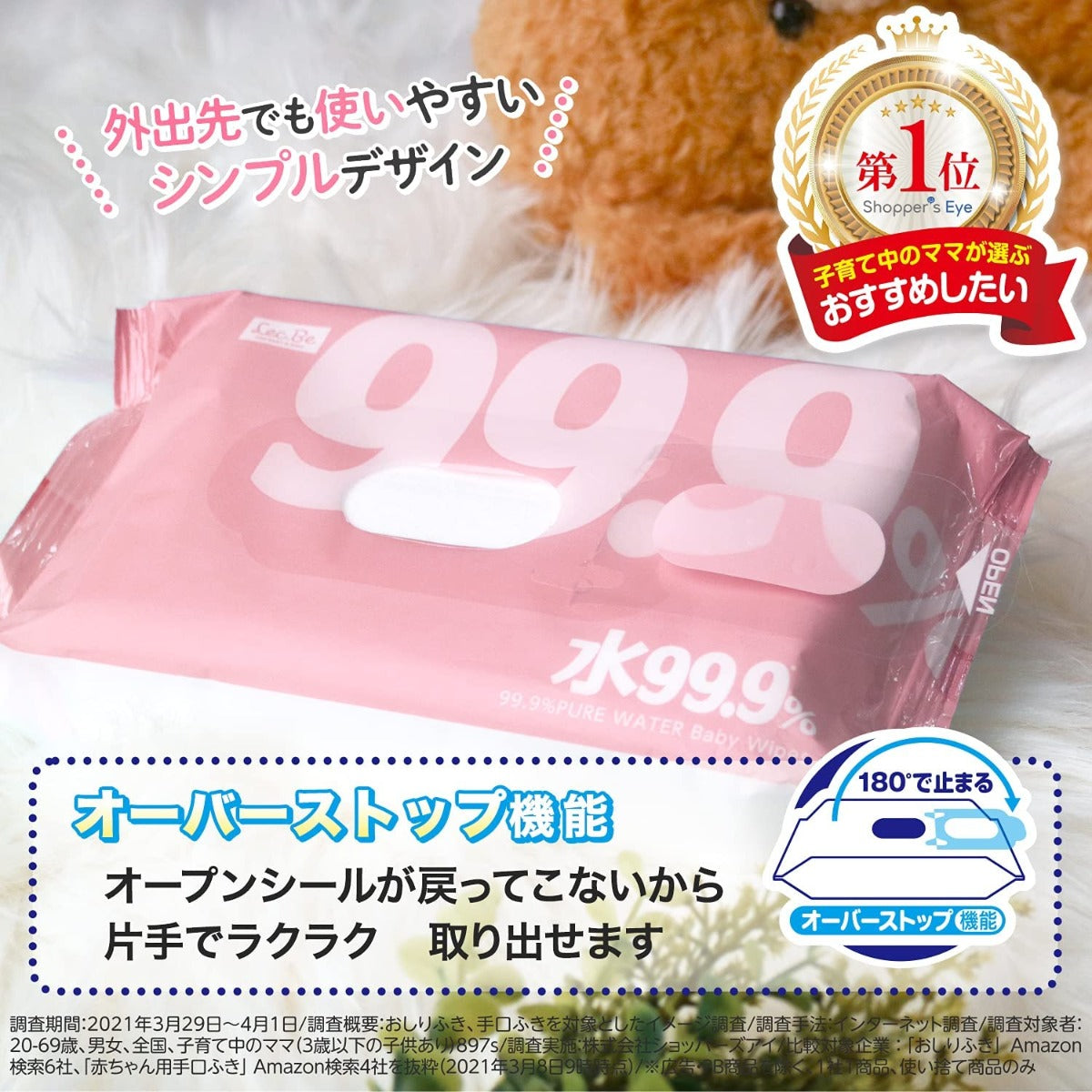 LEC 99.9% Pure Water Hand & Mouth Wet Wipes, 3x80=240pc