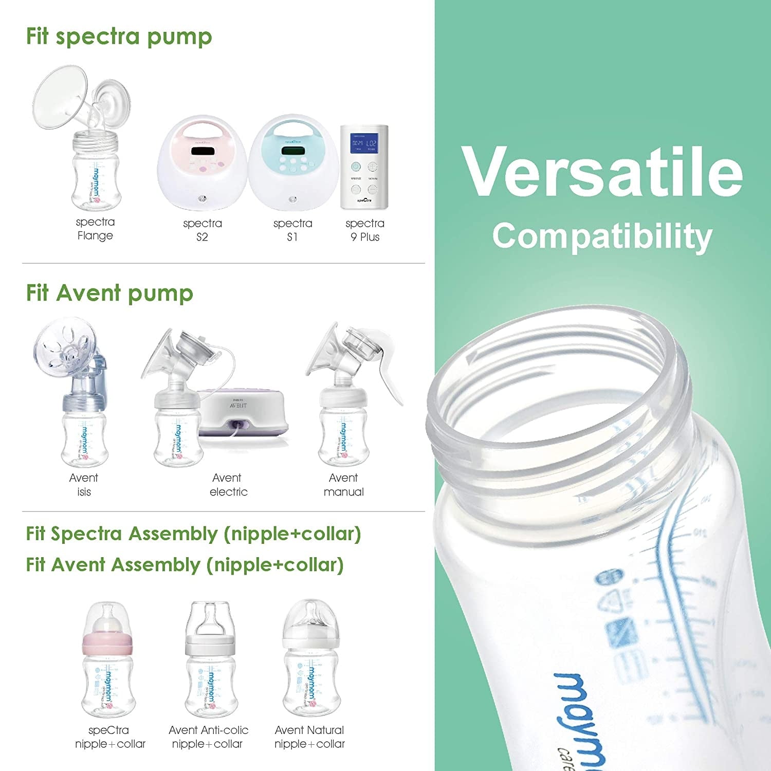 Maymom Wide-Neck Milk Bottle with SureSeal Silicone Disc, 280ml (4pk)