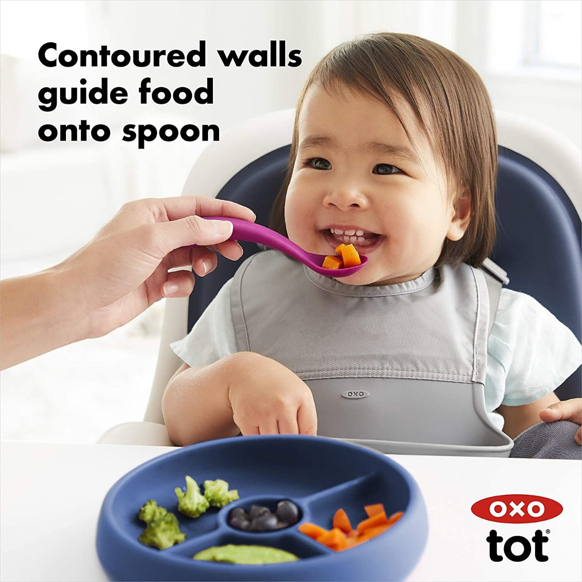 OXO Tot Divided Silicone Plate (3 Colors) - Pupsik Singapore