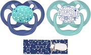 Dr. Brown's Advantage Baby Pacifiers with Clip - Stage 2 (6-18m) (2pc) - Blue