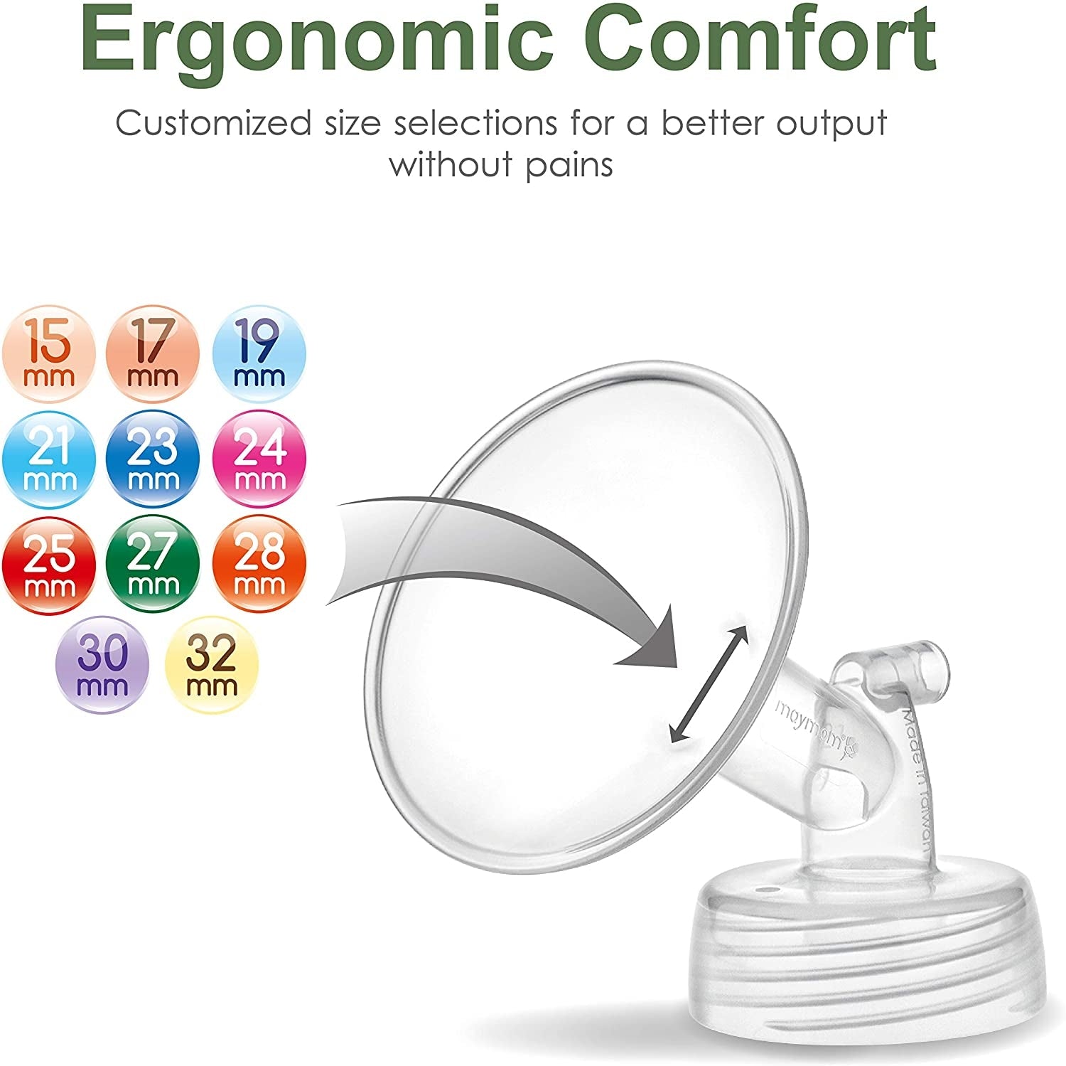 Maymom Flange for Spectra with Valve (Wide-Neck), 2pc (17 Sizes)