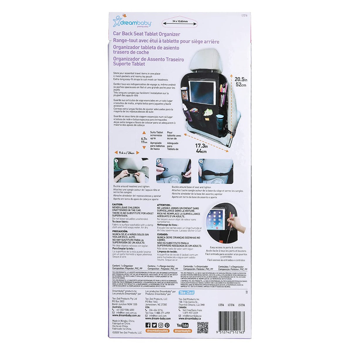Dreambaby Car Back Seat Tablet Organizer