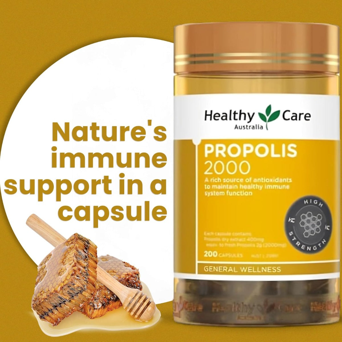 Healthy Care Propolis 2000mg, 200 Capsules (Exp 07/27)