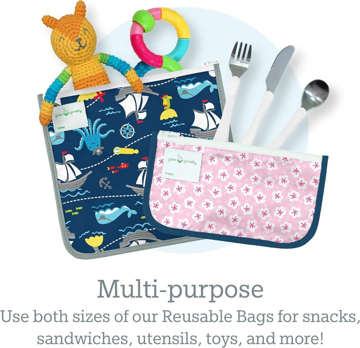 Green Sprouts Reusable Snack Bags, 2pk (5 Designs)