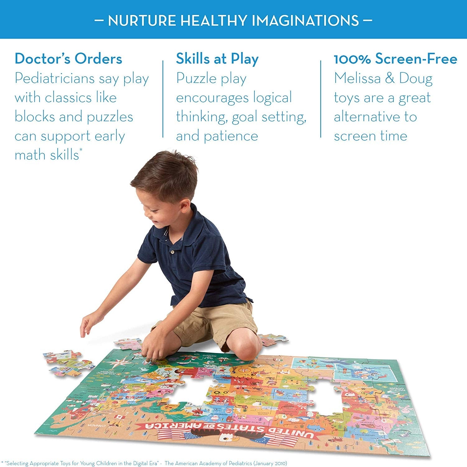 Melissa & Doug Natural Play Giant Floor Puzzle - America The Beautiful