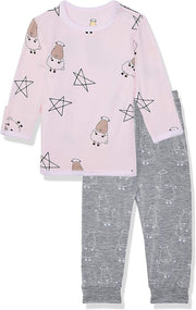 Baa Baa Sheepz Baby Long Sleeve Pyjama Set - Big Star & Sheepz Pink/Big Sheep Grey