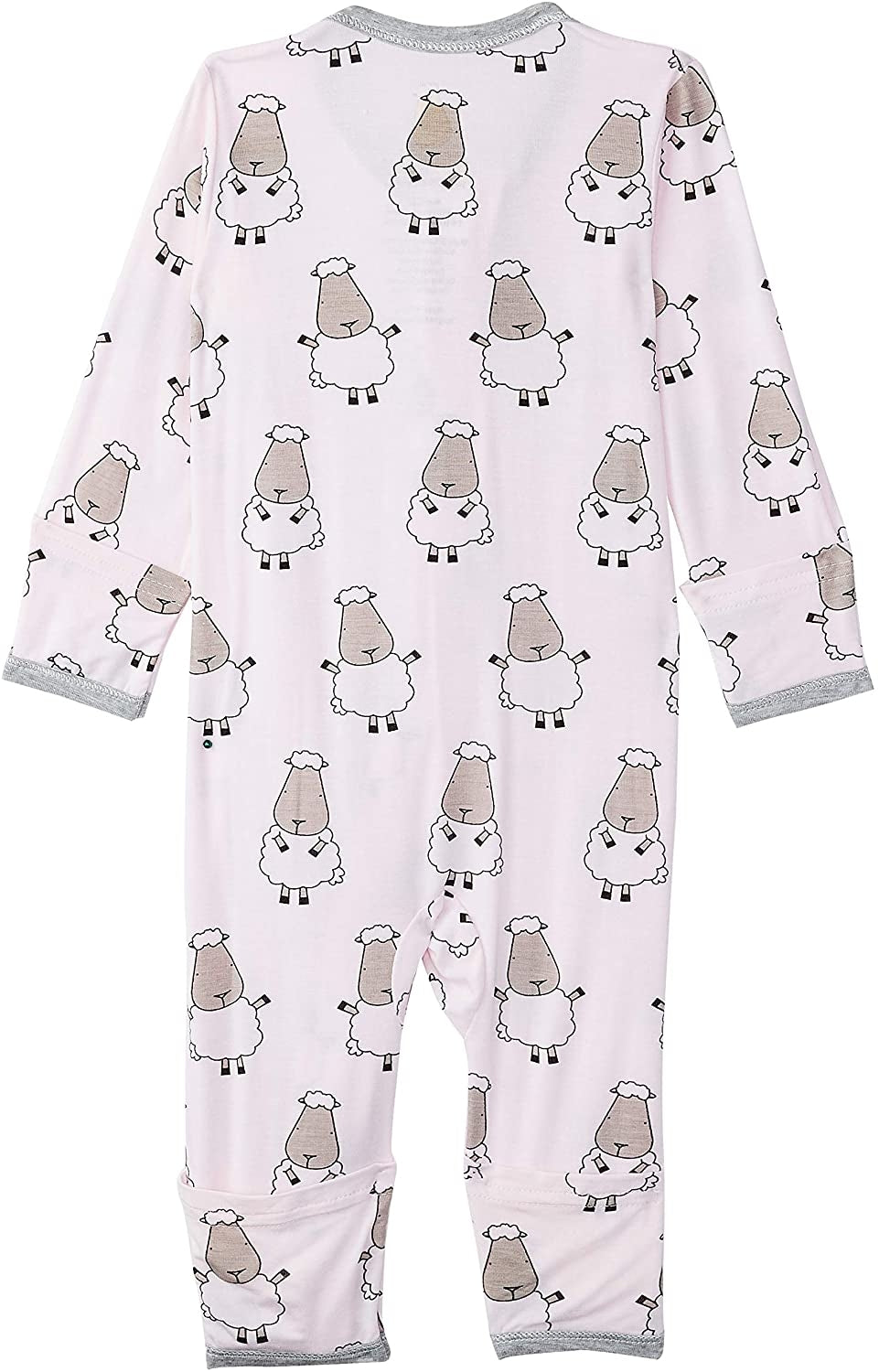 Baa Baa Sheepz Baby Zip Romper - Pink Big Sheep & Grey Border (4 Sizes)