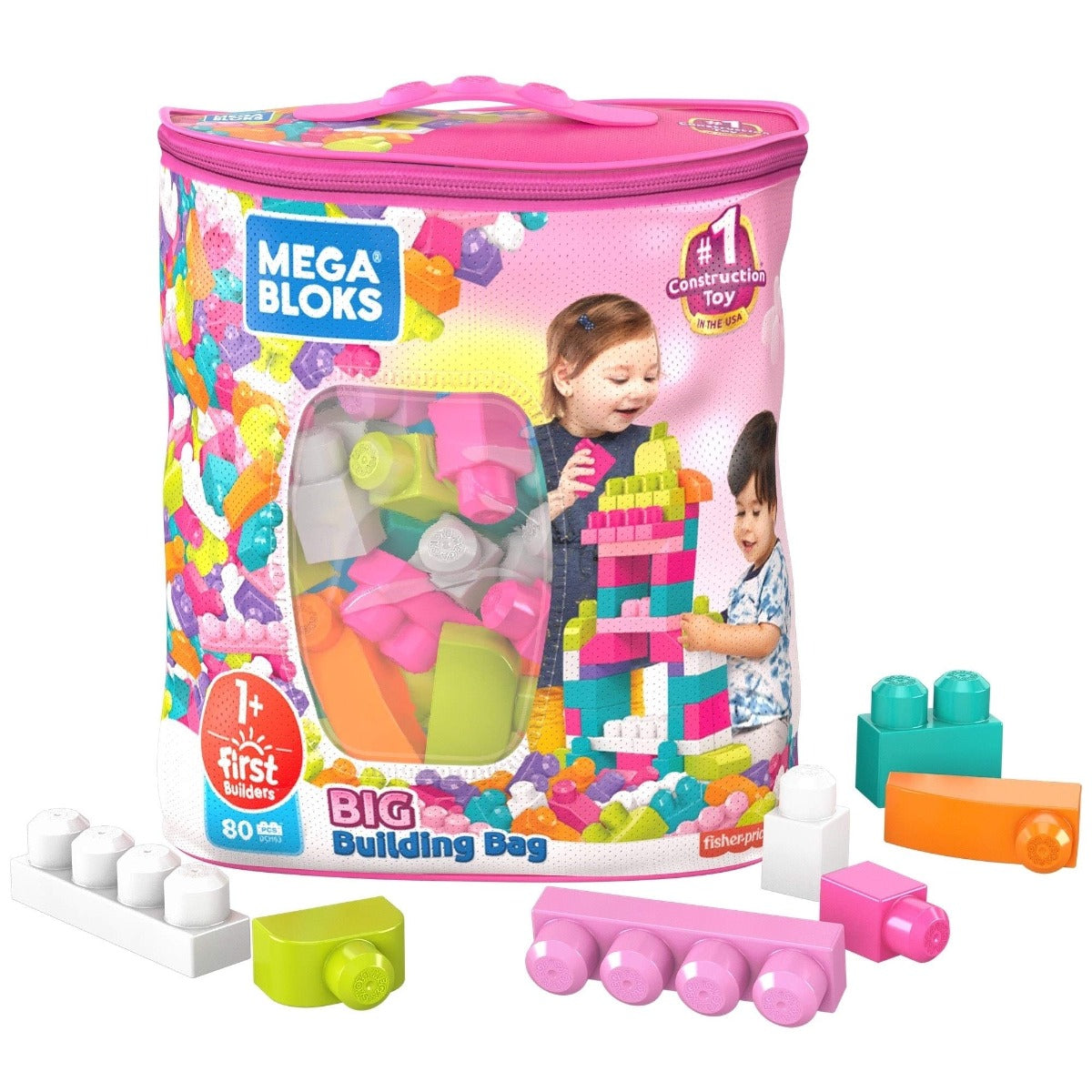 Mega Bloks First Builders Big Building Bag, 60pcs - Pink