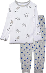Baa Baa Sheepz Baby Long Sleeve Pyjama Set - Big Star & Sheep White/Blue Star Grey