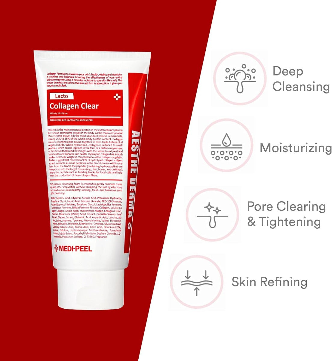 Medipeel Red Lacto Collagen Clear 2.0 Facial Cleanser, 300ml (Exp 01/28)