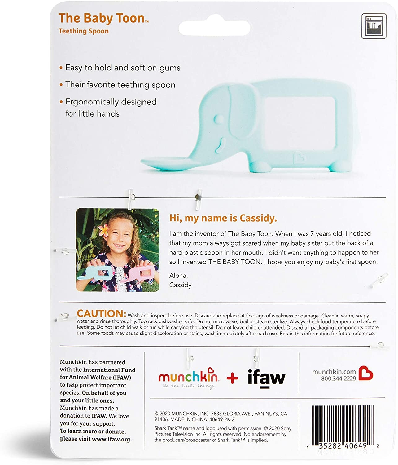 Munchkin The Baby Toon Silicone Elephant Teether Spoon - Mint