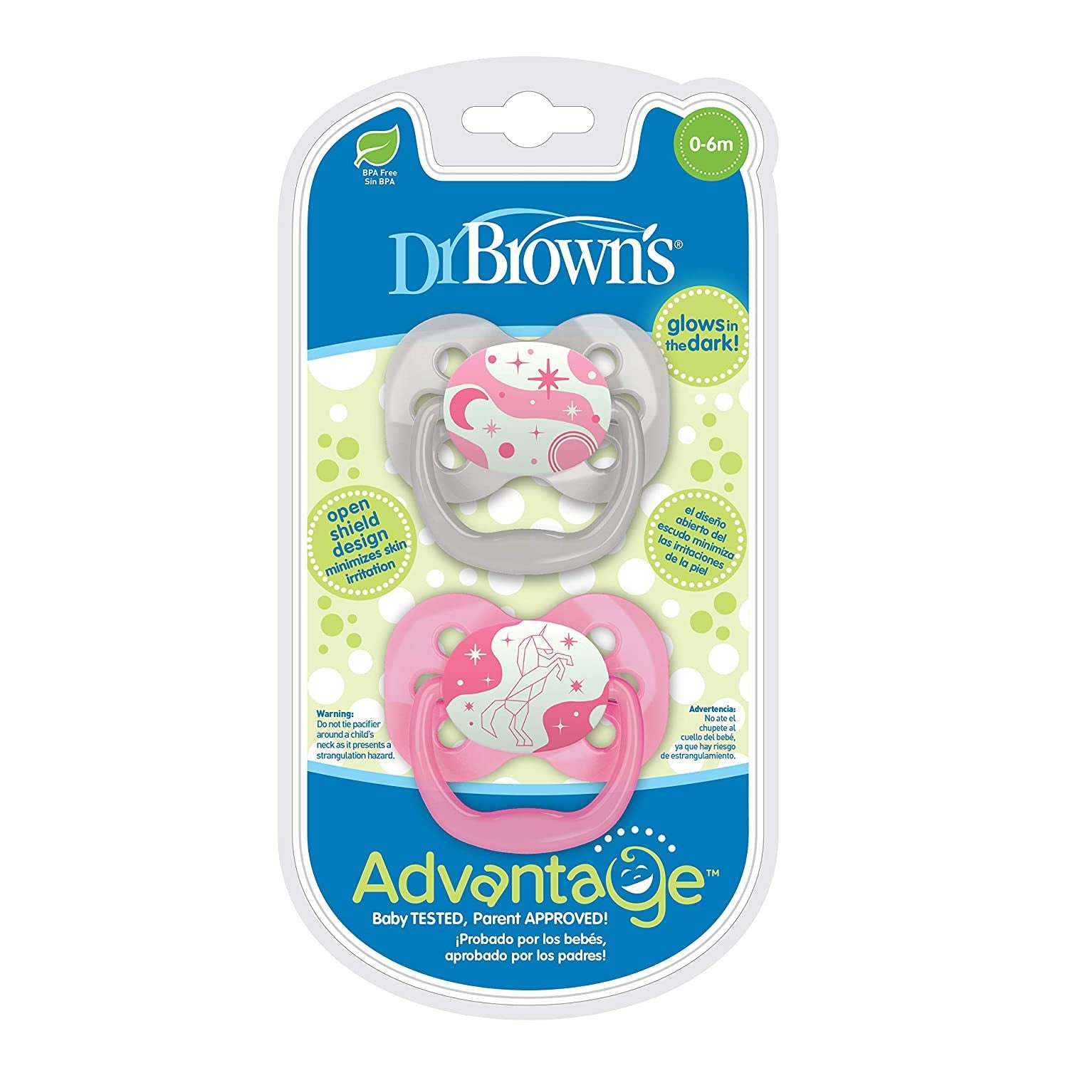 Dr. Brown's Advantage Baby Pacifiers - Stage 1 (0-6m) (2pc) (4 Designs) - Pupsik Singapore