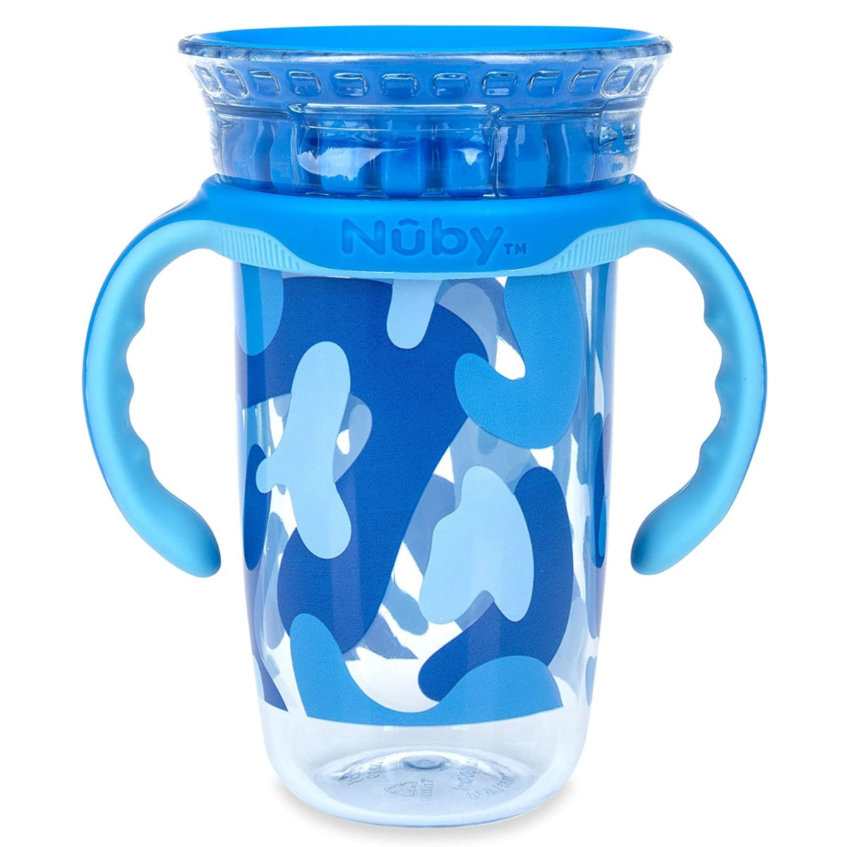Nuby 360 Edge Printed 2-Stage Drinking Rim Tritan Cup, 300ml (3 Designs) - Pupsik Singapore