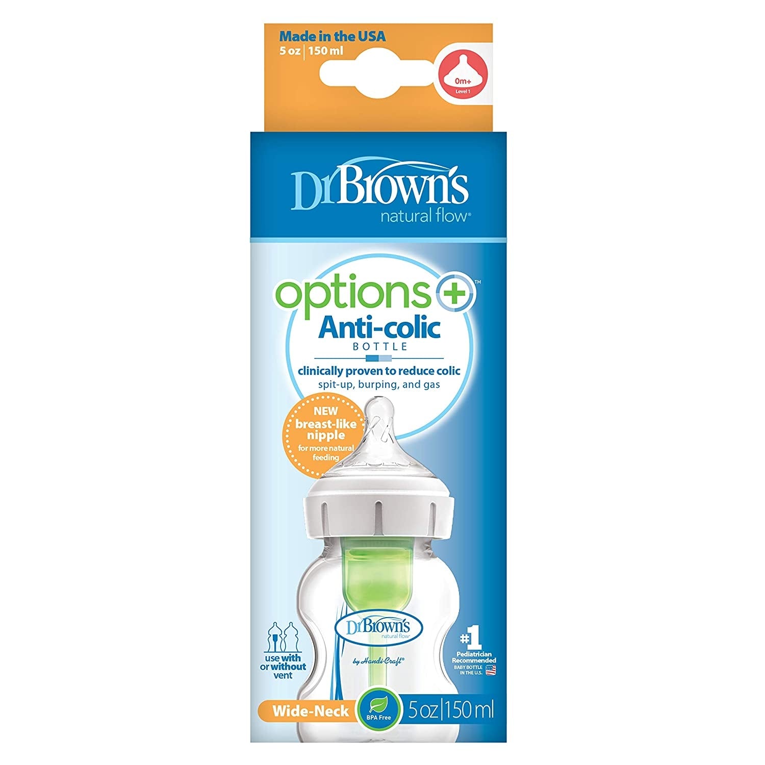 Dr. Brown's Options+ Wide Neck Baby Bottle, 150ml