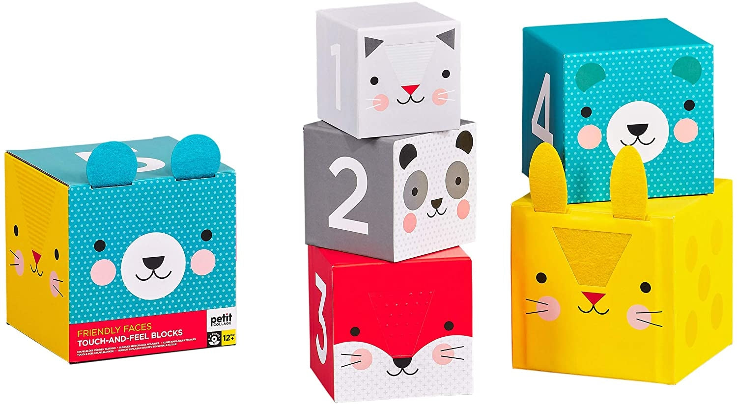 Petit Collage Friendly Faces Touch and Feel Nesting Blocks