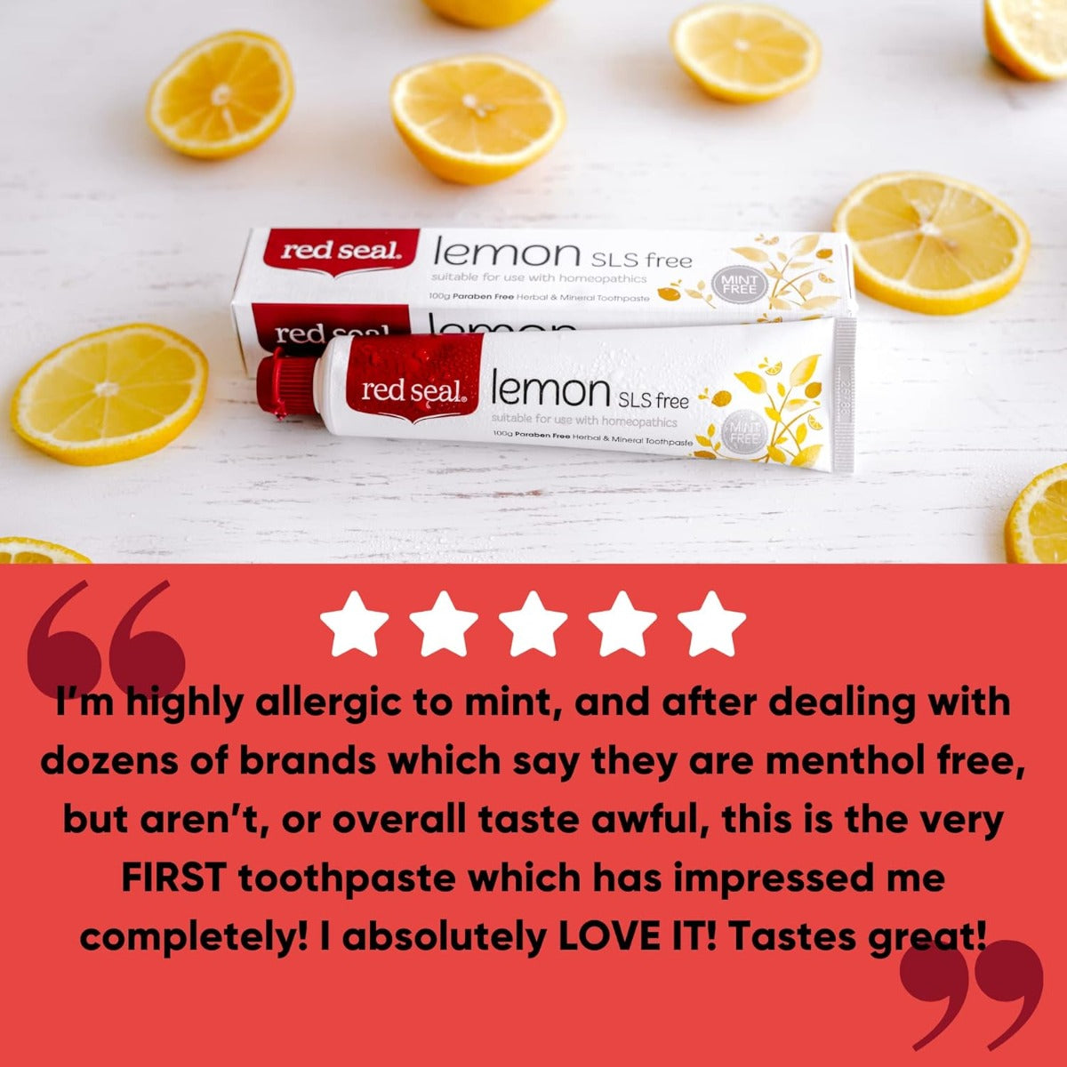 Red Seal Lemon SLS Free Natural Toothpaste, 100g (Exp 01/28)