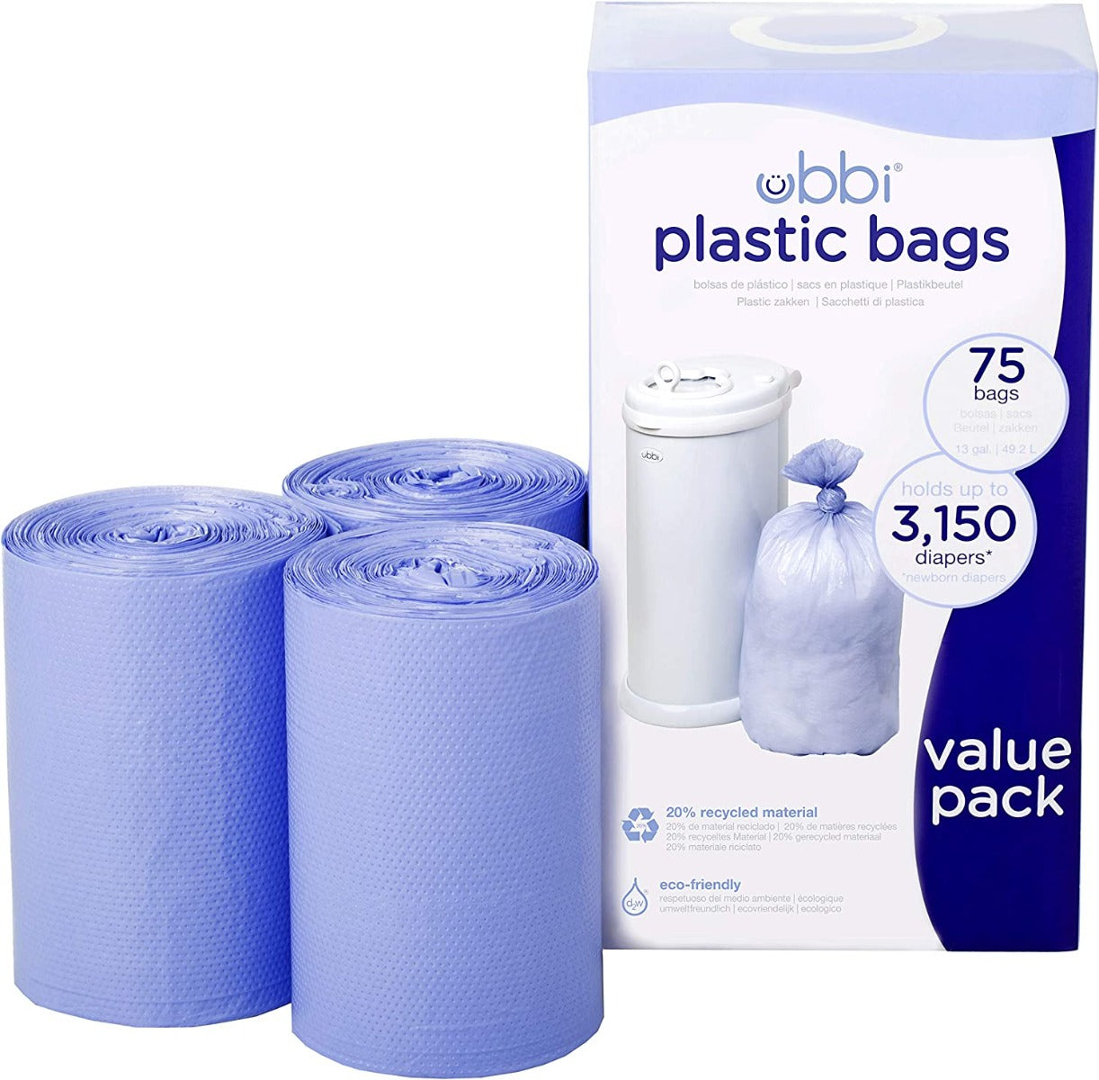 Ubbi Plastic Bags for Diaper Bin (75 pcs)