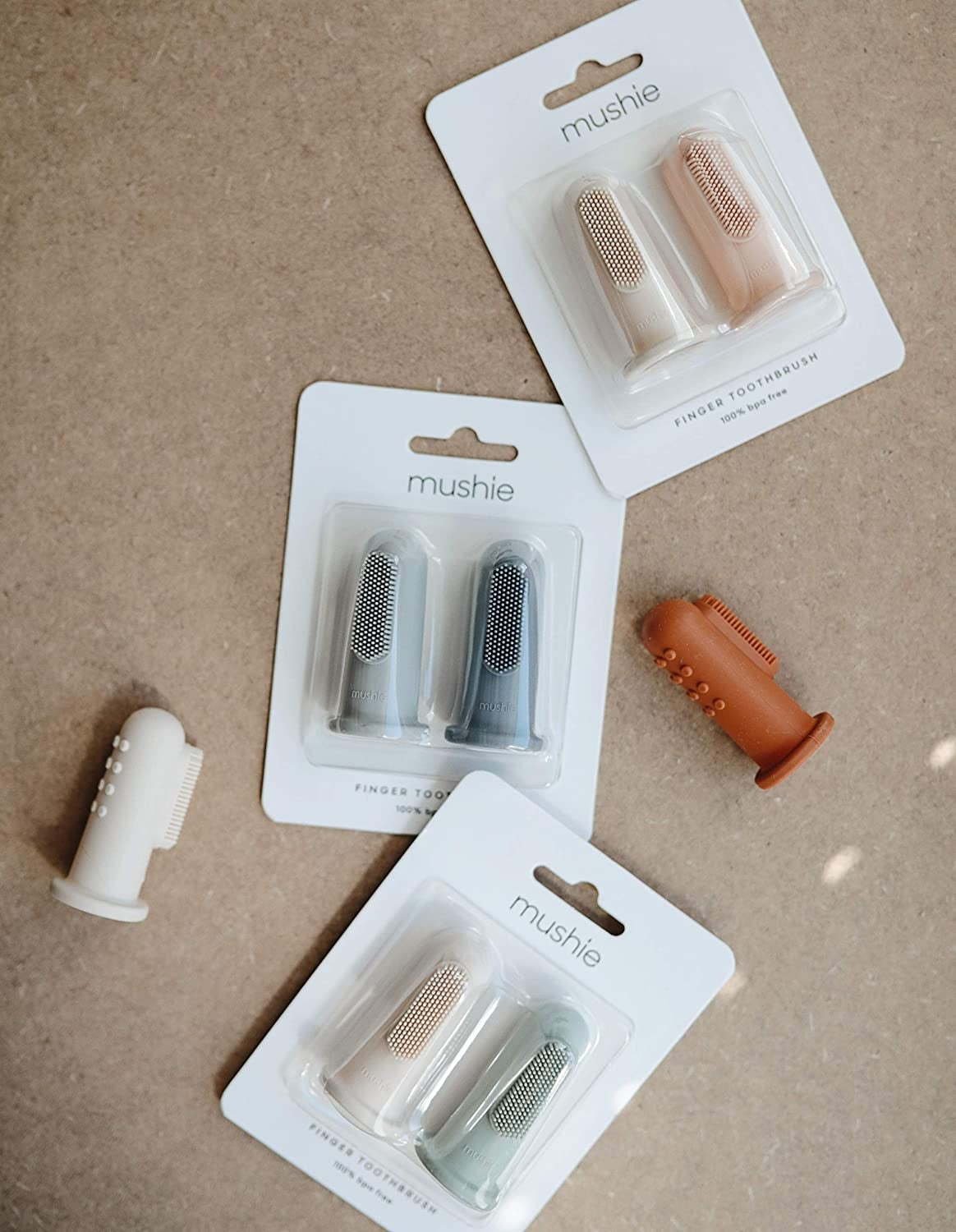 Mushie Silicone Finger Baby Toothbrush (2pk) (6 Colours) - Pupsik Singapore