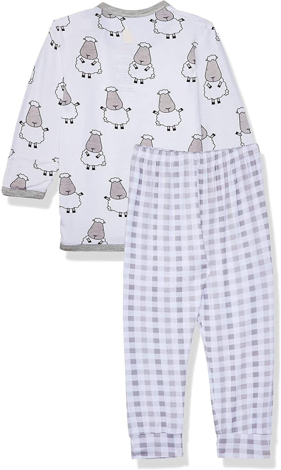 Baa Baa Sheepz Baby Long Sleeve Pyjama Set - Big Sheep White/Checkers Grey