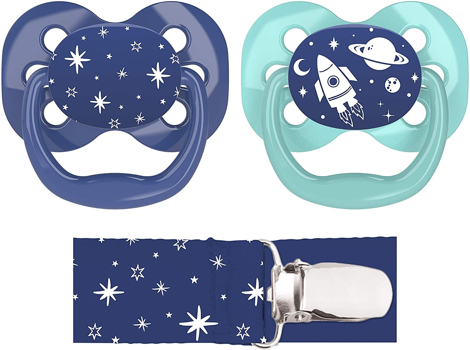Dr. Brown's Advantage Baby Pacifiers with Clip - Stage 1 (0-6m) (2pc) - Blue