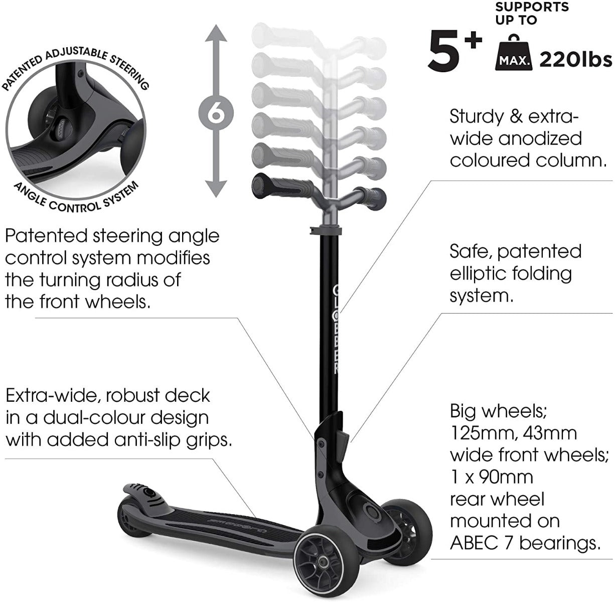 Globber Ultimum Height-Adjustable Foldable Scooter (4 Colours) - Pupsik Singapore