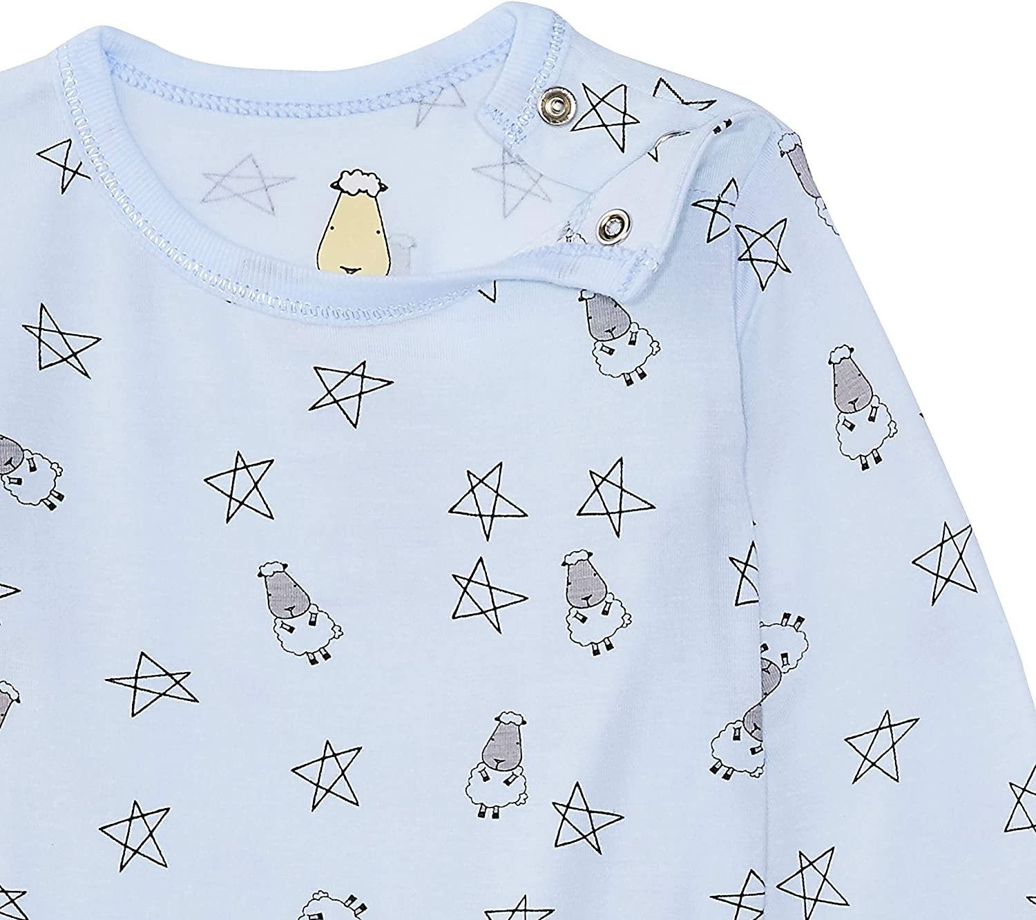 Baa Baa Sheepz Baby Long Sleeve Pyjama Set - Small Star & Sheep Blue/Big Sheep Grey (2 Sizes)