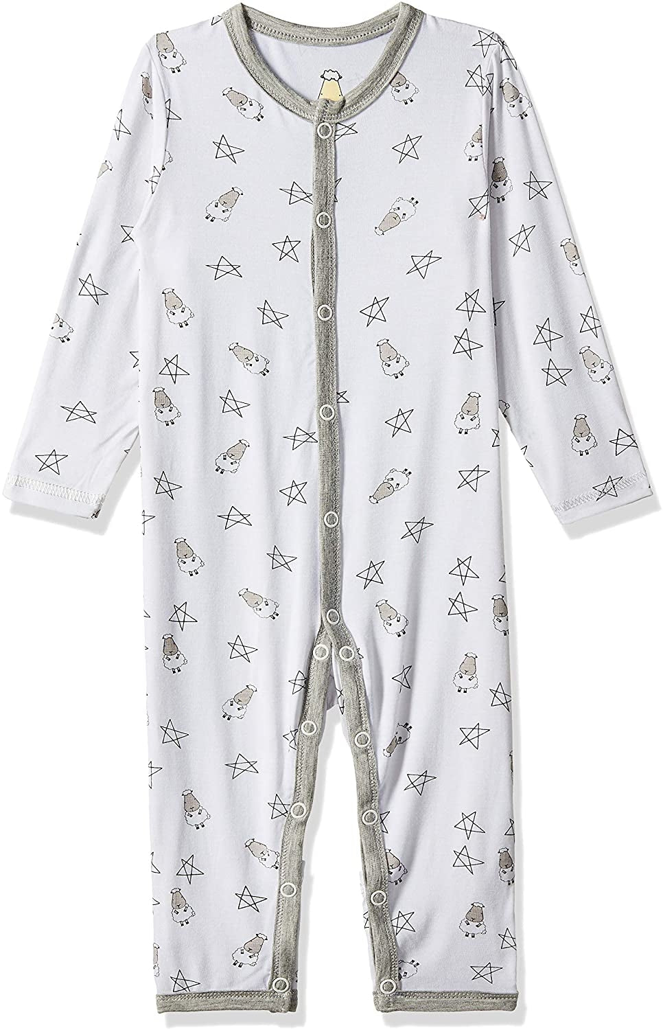 Baa Baa Sheepz Baby Middle Snap Romper - Small Star & Sheep White (4 Sizes)