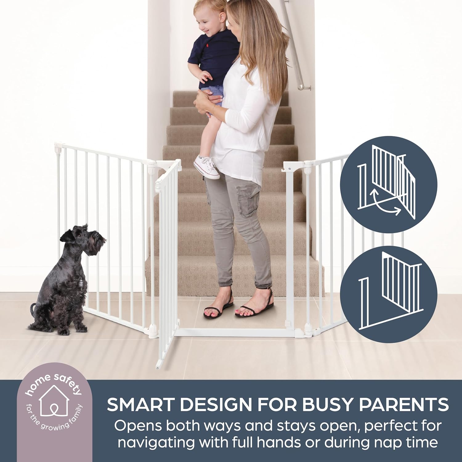 Dreambaby Discovery 76.5" Extra Wide 3 Panel Adapta-Gate (for 74.5-195cm)| Baby Safety Gate - Pupsik Singapore