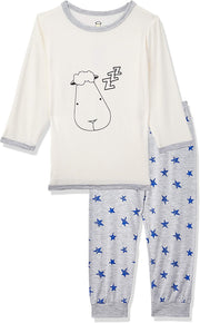 Baa Baa Sheepz Baby Long Sleeve Pyjama Set - Sleep Head Yellow + Blue Star Grey (4 Sizes)