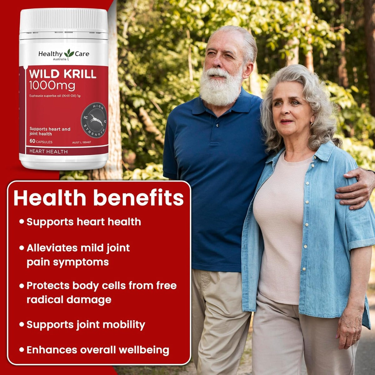 Healthy Care Wild Krill 1000mg, 60 Caps (Exp 04/26)