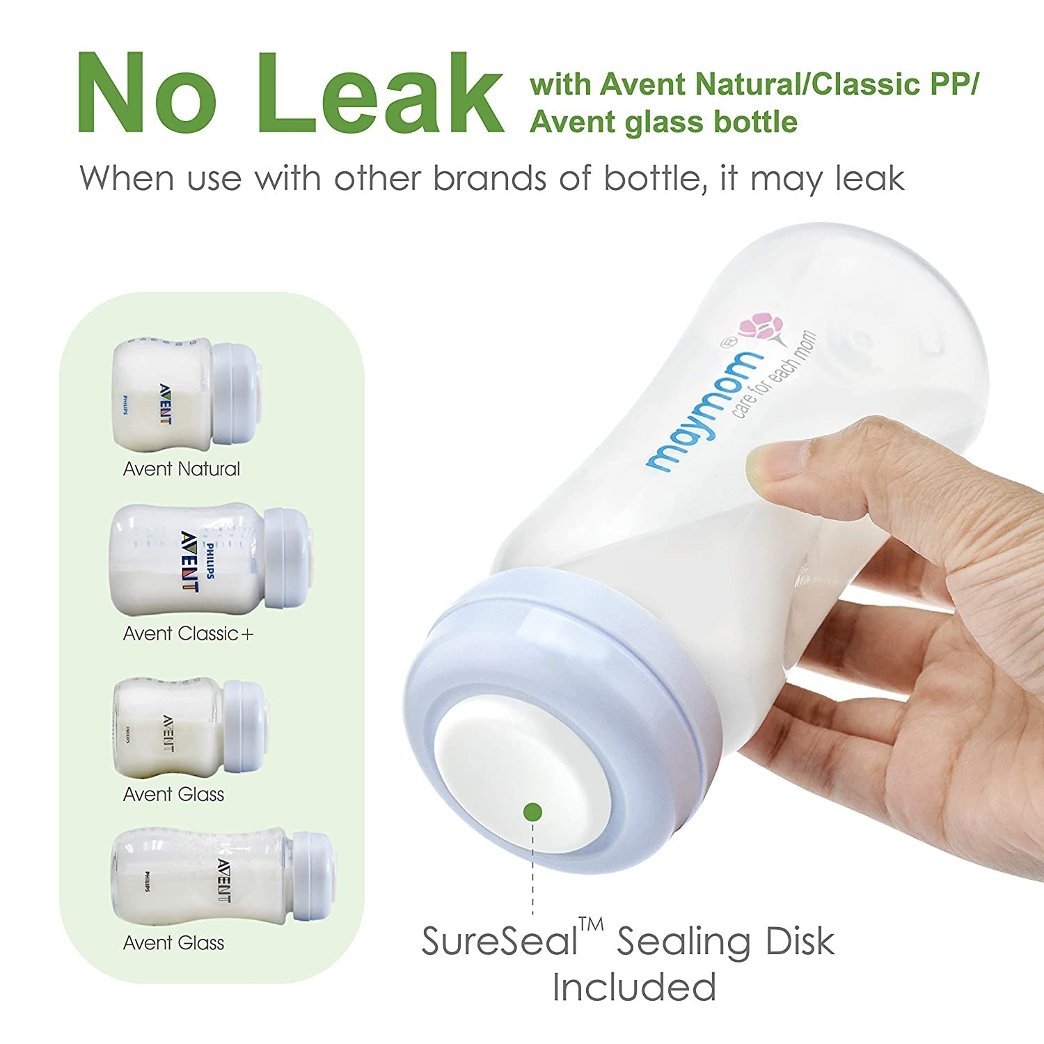 Maymom Wide-Neck Milk Bottle with SureSeal Silicone Disc, 280ml (4pk)