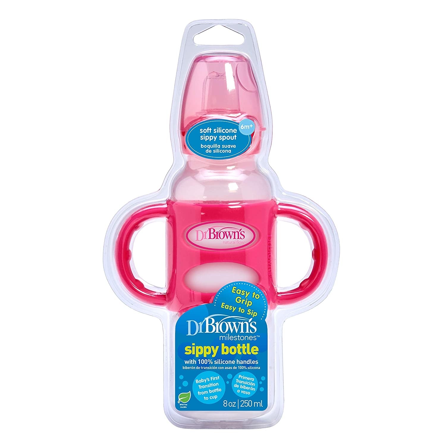 Dr. Brown's Milestones Sippy Bottle w Handles (Narrow) (8oz) (2 Colours) - Pupsik Singapore