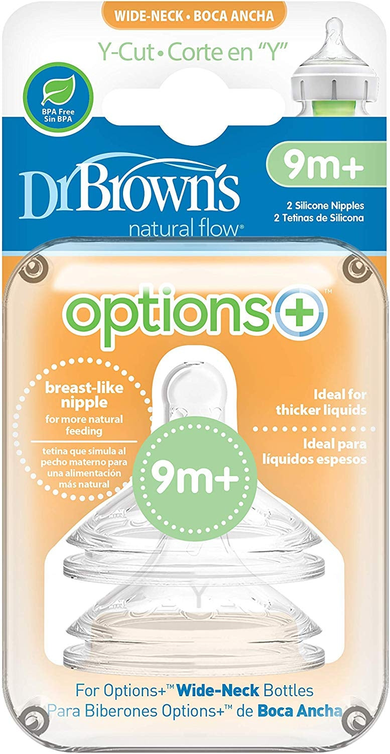 Dr. Brown’s Natural Flow Options+ PLUS Wide-Neck Nipple, 2pk (5 Sizes) - Pupsik Singapore
