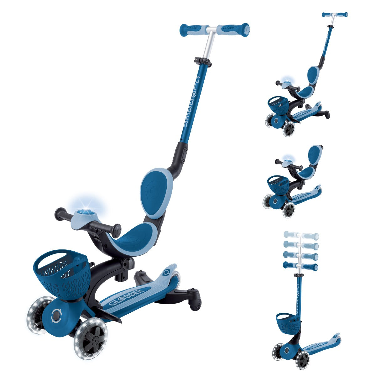 Globber GO•UP Baby Lights 360° Foldable Convertible Scooter (5 Colors) - Pupsik Singapore