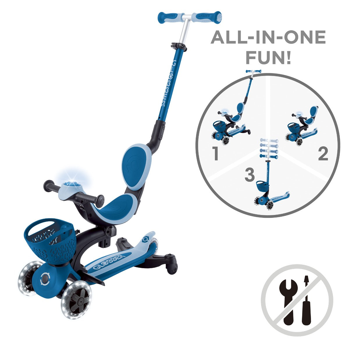 Globber GO•UP Baby Lights 360° Foldable Convertible Scooter (5 Colors) - Pupsik Singapore
