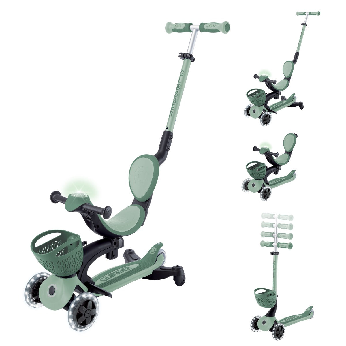 Globber GO•UP Baby Lights 360° Foldable Convertible Scooter (5 Colors) - Pupsik Singapore