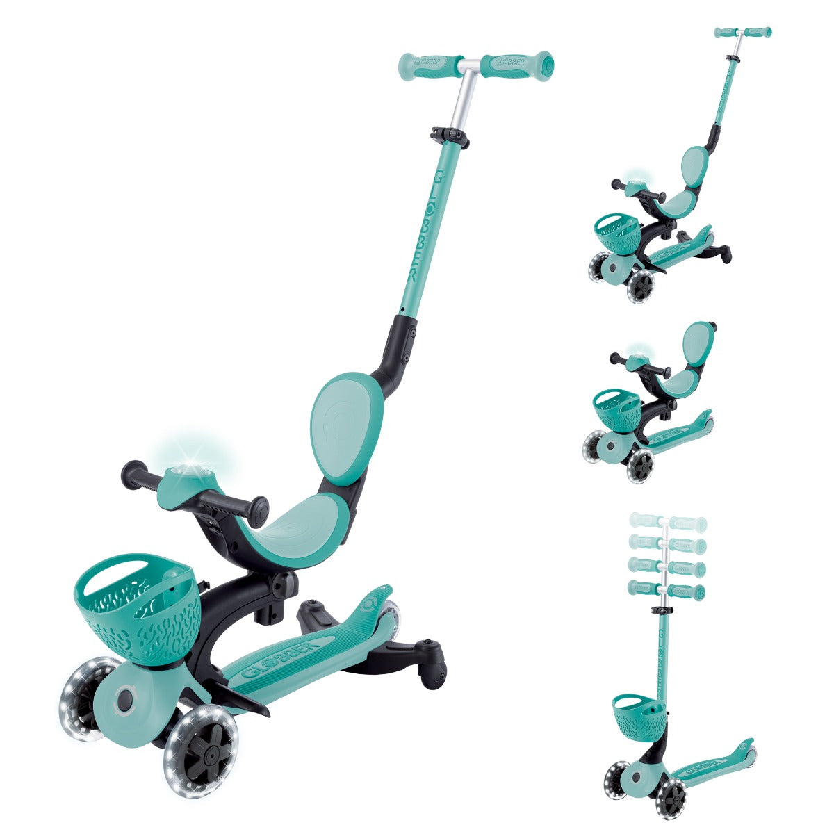 Globber GO•UP Baby Lights 360° Foldable Convertible Scooter (5 Colors) - Pupsik Singapore