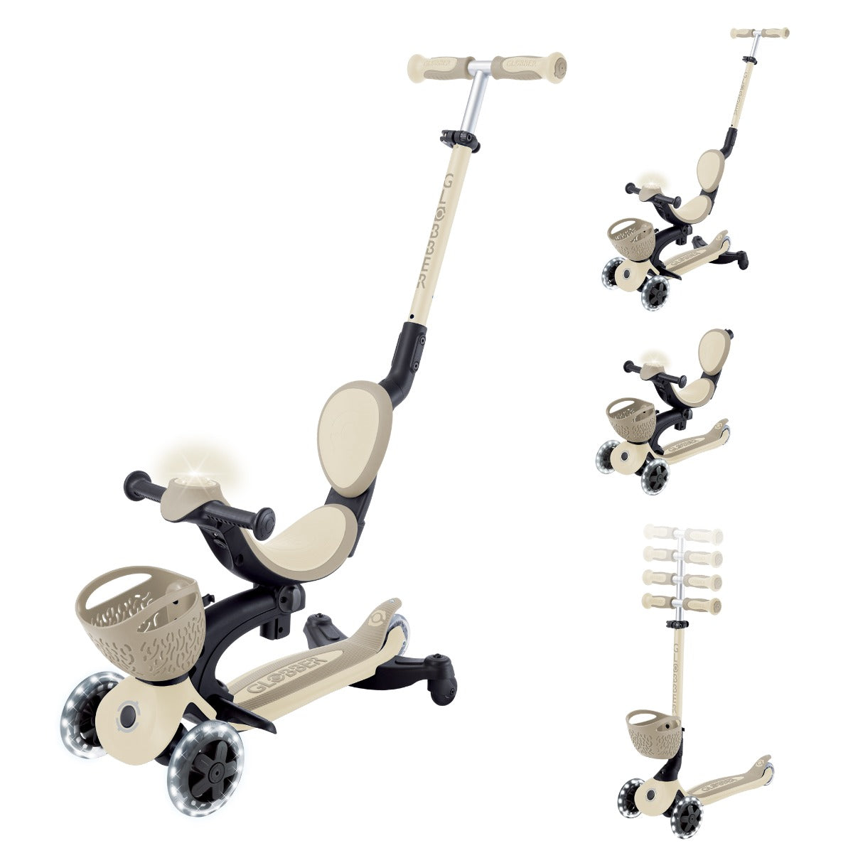 Globber GO•UP Baby Lights 360° Foldable Convertible Scooter (5 Colors) - Pupsik Singapore