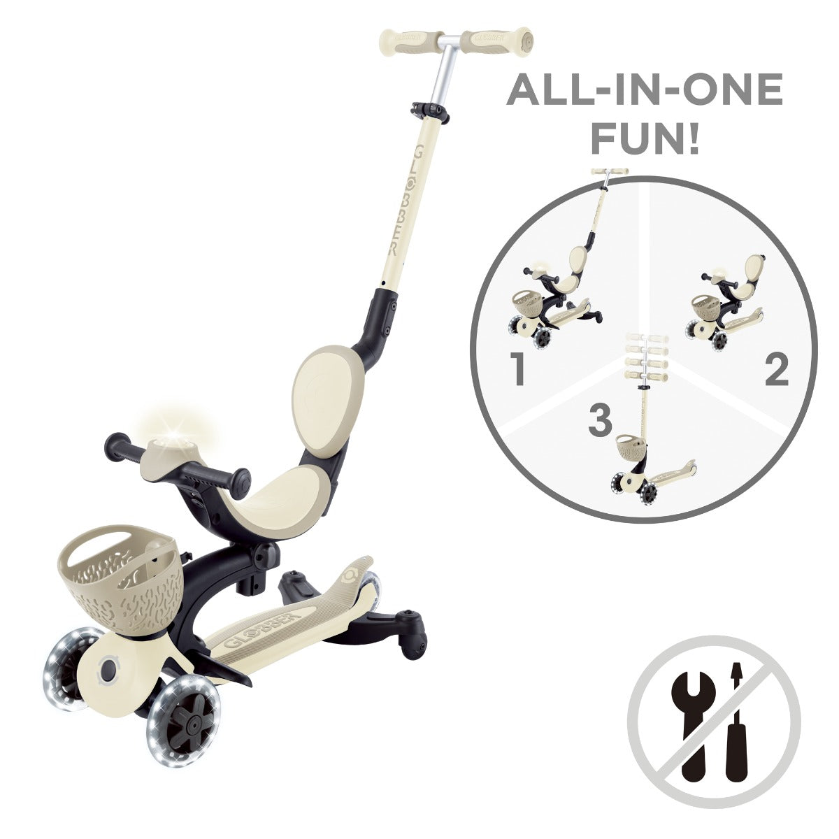 Globber GO•UP Baby Lights 360° Foldable Convertible Scooter (5 Colors) - Pupsik Singapore