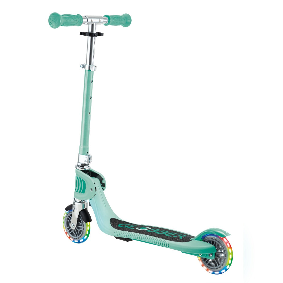 Globber Flow Foldable Junior Lights 2-Wheel Scooter (LED Wheels) - Mint