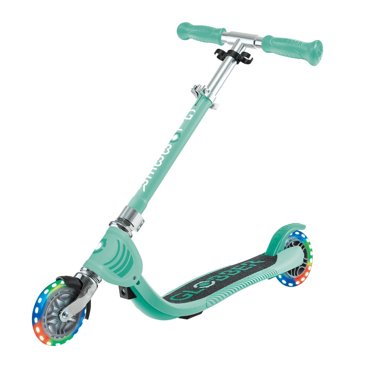 Globber Flow Foldable Junior Lights 2-Wheel Scooter (LED Wheels) - Mint