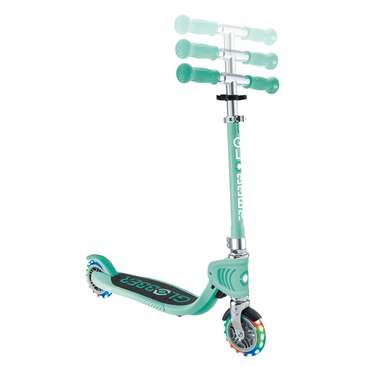 Globber Flow Foldable Junior Lights 2-Wheel Scooter (LED Wheels) - Mint