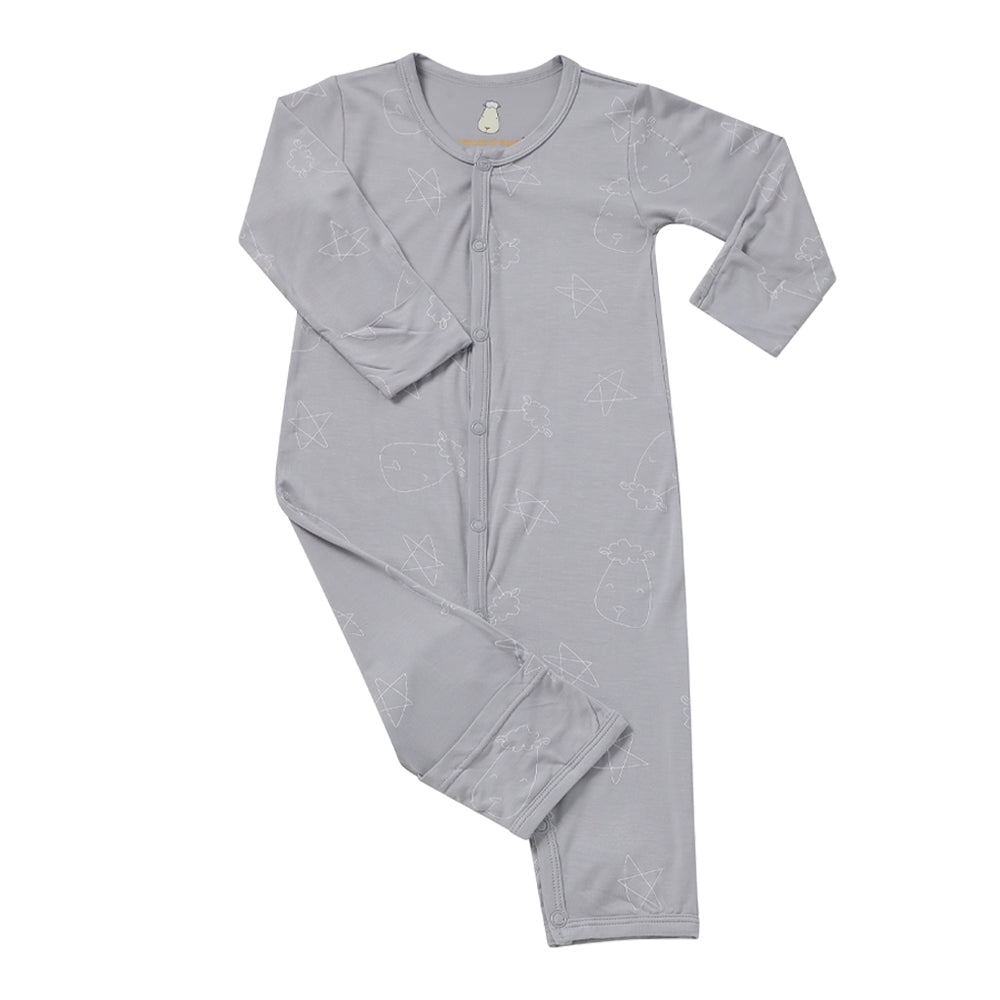 Baa Baa Sheepz Baby Middle Snap Romper - Cute Big Star & Head Grey