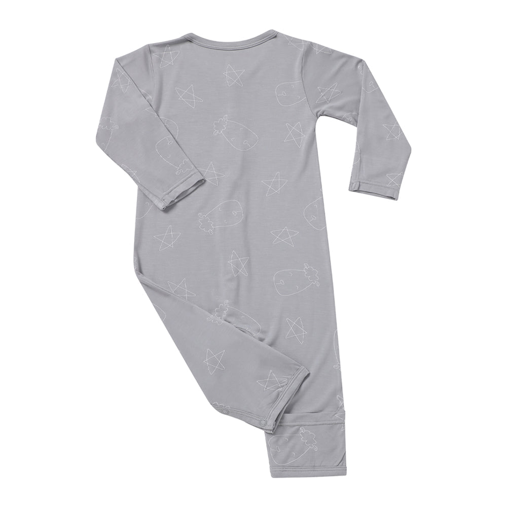 Baa Baa Sheepz Baby Middle Snap Romper - Cute Big Star & Head Grey