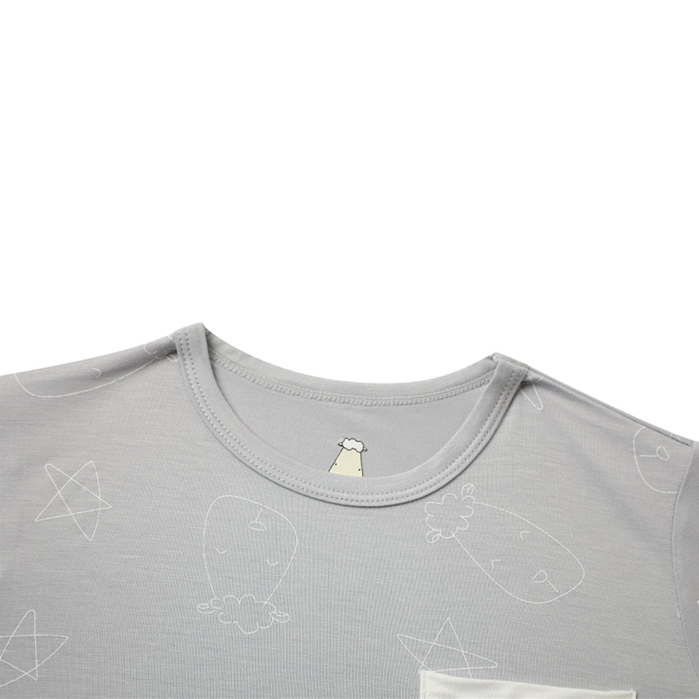 Baa Baa Sheepz Unisex Short Sleeve T-Shirt - Cute Big Star & Head Grey (3 Sizes)
