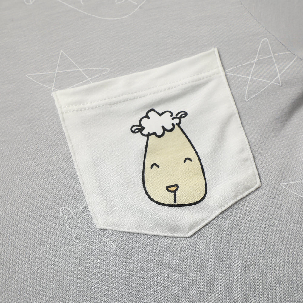 Baa Baa Sheepz Unisex Short Sleeve T-Shirt - Cute Big Star & Head Grey (3 Sizes)