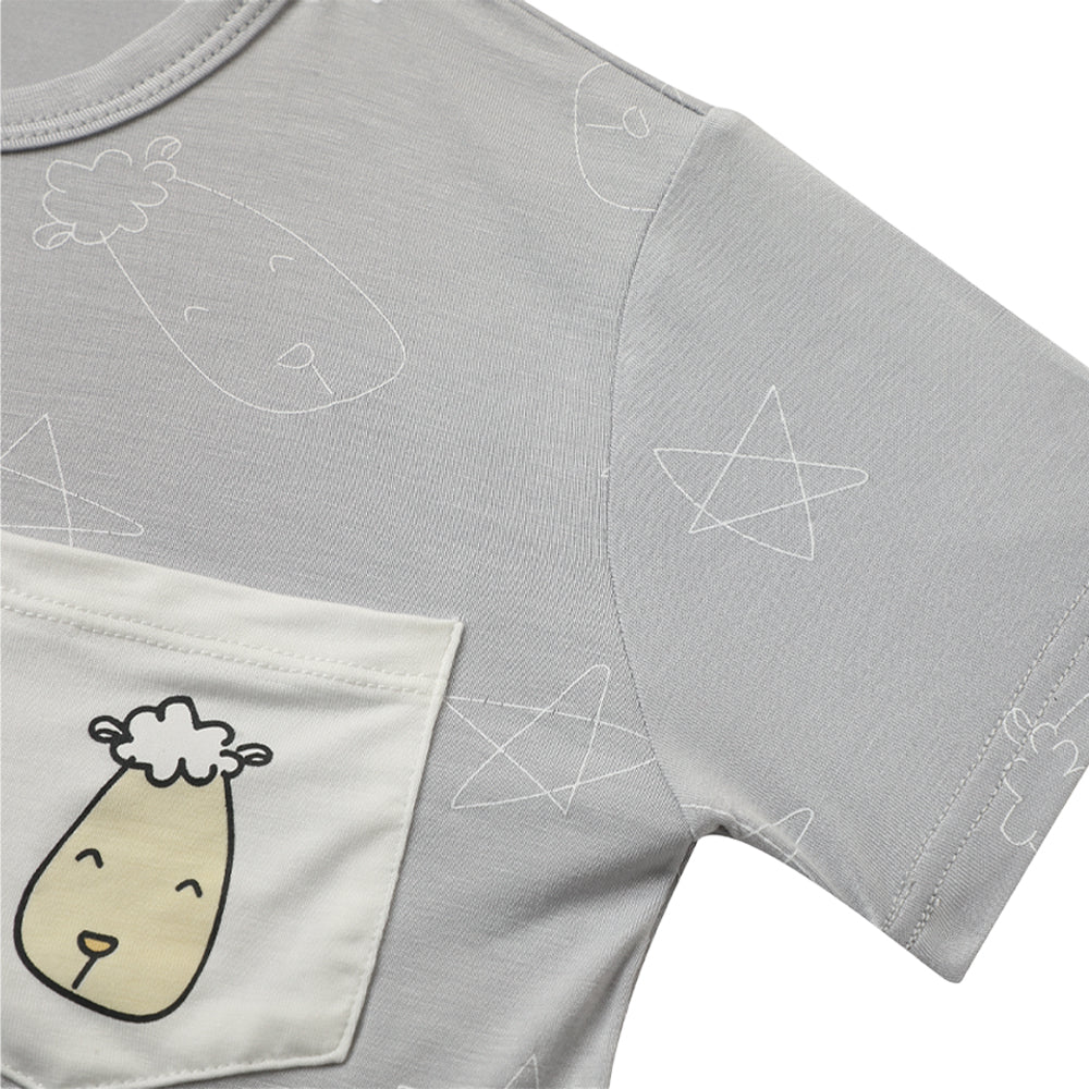 Baa Baa Sheepz Unisex Short Sleeve T-Shirt - Cute Big Star & Head Grey (3 Sizes)